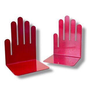 Vintage Spectrum Div Designs Bookends Red Metal Hands Pop Art MCM Hand Shaped